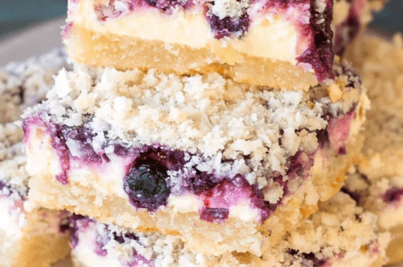 Keto Blueberry Lemon Cheesecake Bars